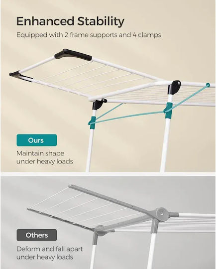 Songmics Folding Floor Clothes Drying Rack Stainless Steel with Hanging Length 18m