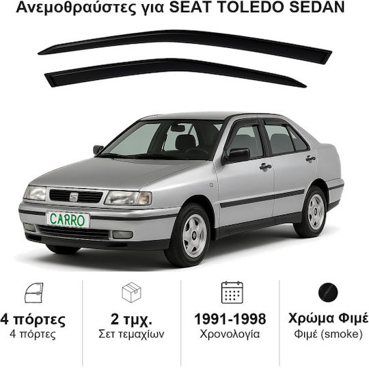 Heko Set of Windbreakers Front Car Dark Fime for Seat Toledo 2pcs