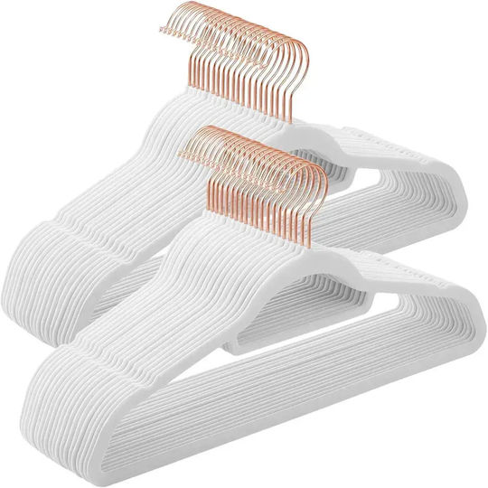Songmics Agățători de Haine pentru Pantaloni Din Lemn Albe 50 Bucăți