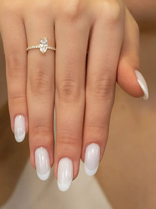 Single Stone Ring From 9K Gold With Zircon