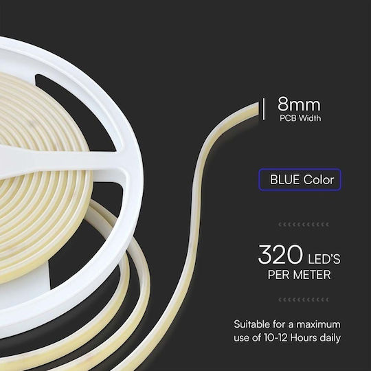 V-TAC Bandă LED impermeabilă 24V lumină albastră tip COB