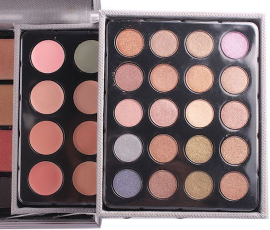Miss Rose Makeup Cosmetic Box For Face & Eyes With Toiletry Bag Silver 196 Pieces