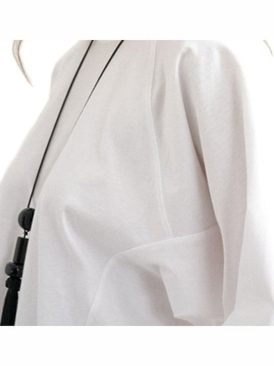 Women's Crop Cotton Long Sleeve White Top