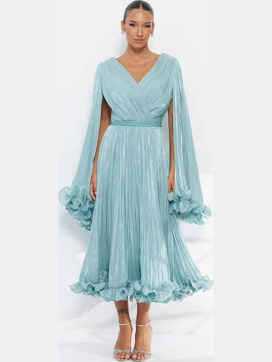 Summer Maxi Dress for Wedding / Christening Satin Light Blue