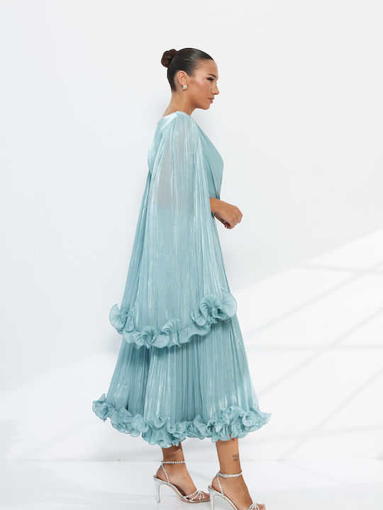 Summer Maxi Dress for Wedding / Christening Satin Light Blue