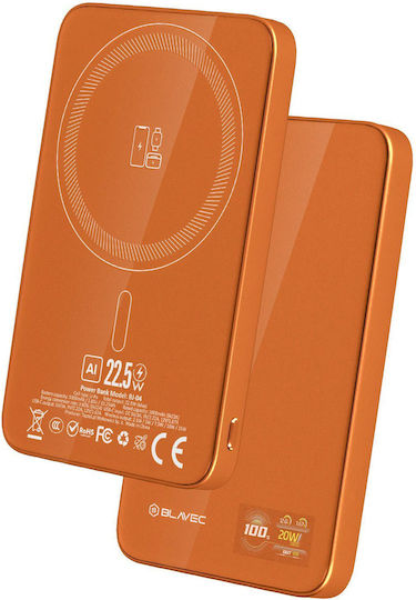 Blavec BJ-04 Ultra Slim MagSafe Power Bank 5000mAh 22.5W Orange