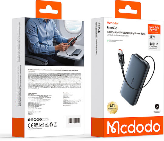 Mcdodo MC-5920 Външна батерия 10000mAh 45W с USB-C Порт Сив