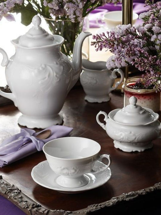 Kristoff Fiorina Tea Set with Cup Porcelain White 1200ml 27pcs