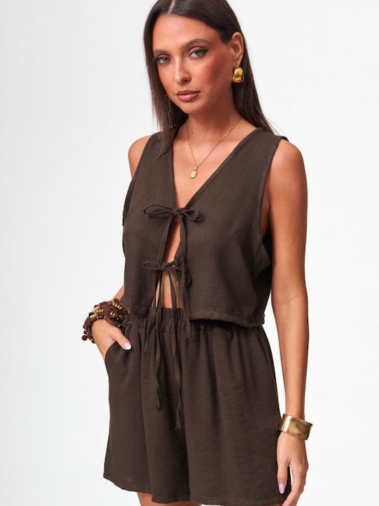 Women's Set with Shorts Dark Brown