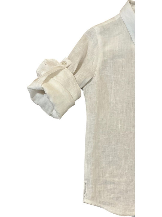 Lapin Baptism Vest For Boy Linen White
