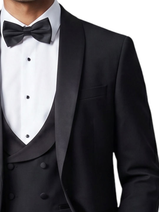 Men's Groom's Suit with Vest Black