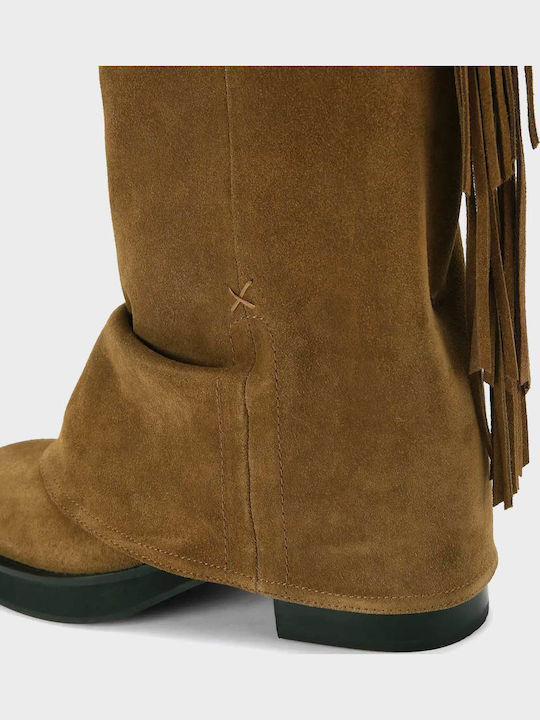 Suede Damen Stiefeletten Orange