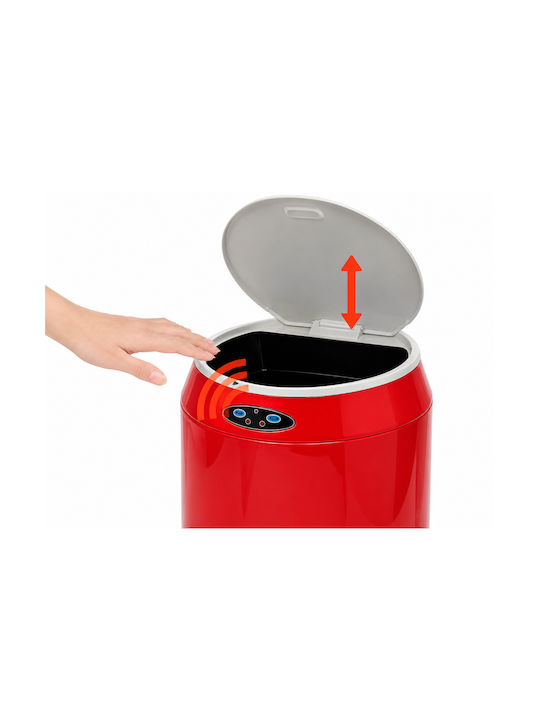 MRShome Plastic Waste Bin with Photocell Red 9lt
