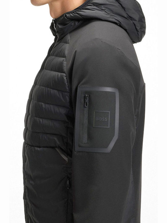 Herren Fleecejacke Mit Kapuze Schwarz