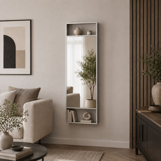 MRShome Oglindă De Perete În Lungime Cu Cadru Argintiu 120x40cm