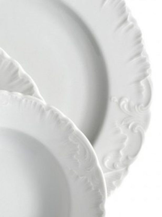 Cmielow Rococo White Porcelain Dinnerware Set 50pcs