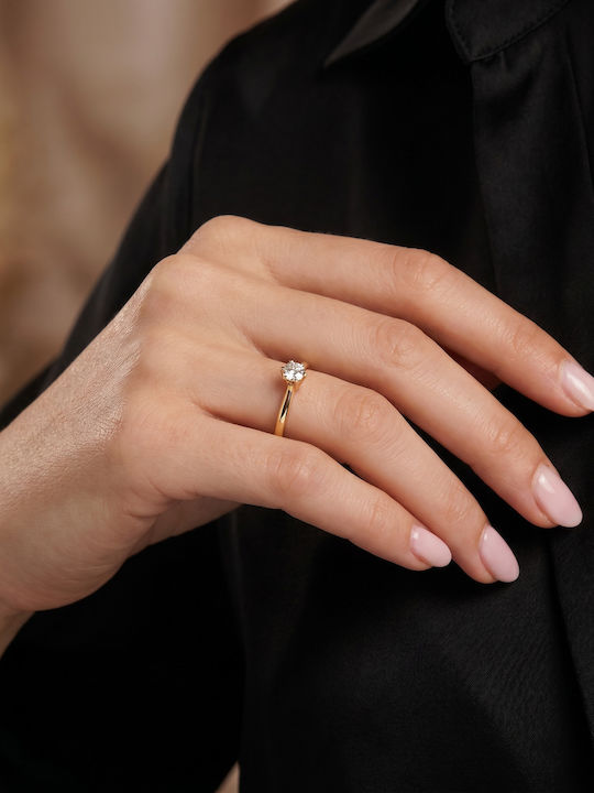 Kiriakos Gofas Single Stone Ring In 18K Gold With Diamond