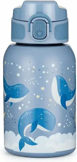 Petite & Mars Sticlă Pentru Copii Termos Din Oțel Inoxidabil Cu Pai Albastră 350ml