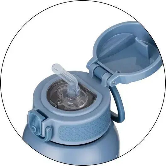Petite & Mars Sticlă Pentru Copii Termos Din Oțel Inoxidabil Cu Pai Albastră 350ml
