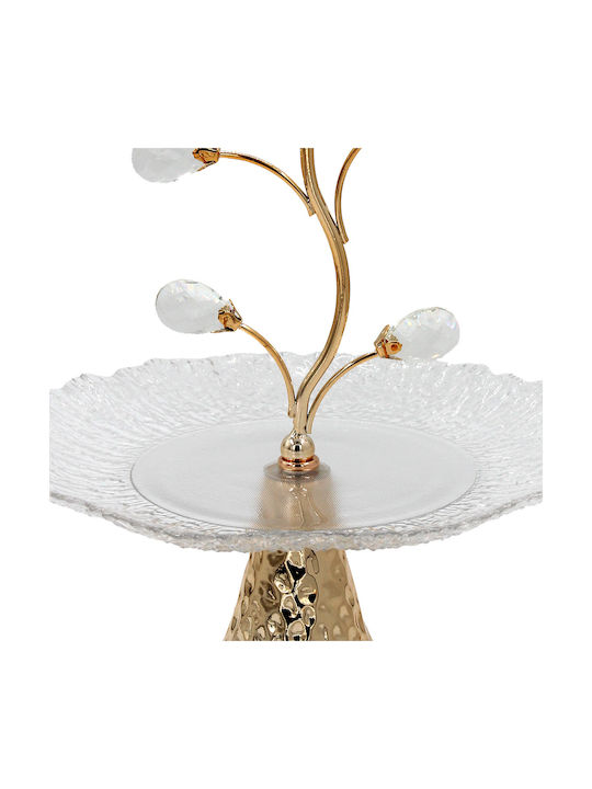 Keskor Decorative Glass Gold Platter 27x27x38cm