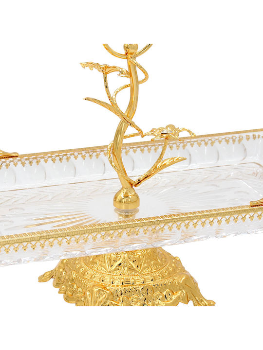 Keskor Decorative Glass Platter Gold 34x18.5x25cm