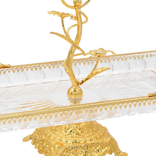 Keskor Decorative Glass Platter Gold 34x18.5x25cm