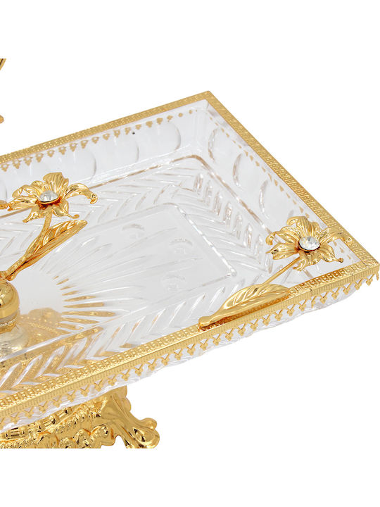 Keskor Decorative Glass Platter Gold 34x18.5x25cm