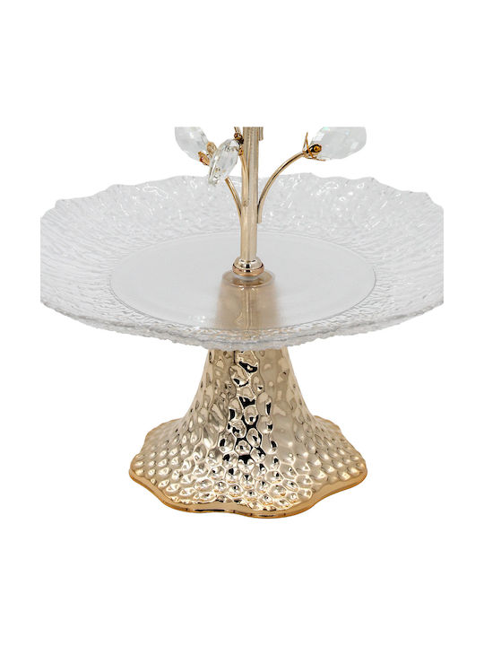 Keskor Decorative Glass Gold Platter 27x27cm