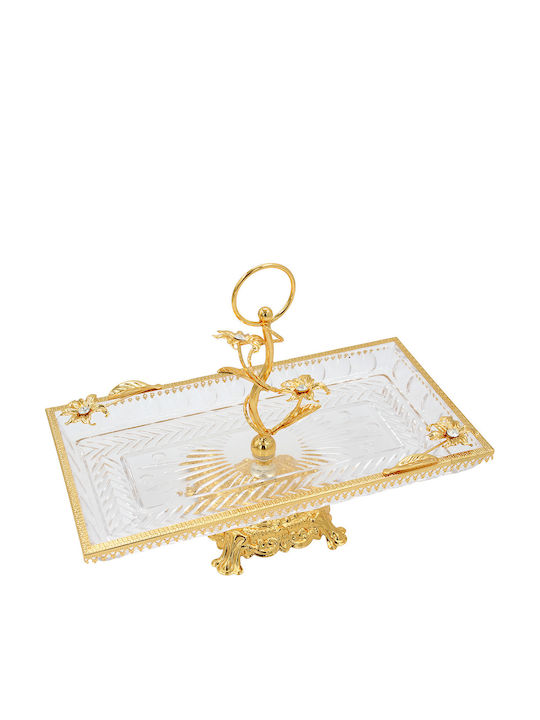 Keskor Decorative Glass Platter Gold 34x18.5x25cm