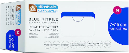 Karabinis Medical Alfashield Alfa Gloves Гащеризони Нитрил Без прах в Син цвят 100бр