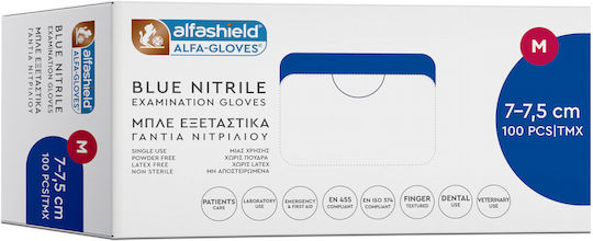 Karabinis Medical Alfashield Alfa Gloves Гащеризони Нитрил Без прах в Син цвят 100бр