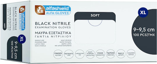 Karabinis Medical Alfashield Alfa Gloves Black Soft Нитрилни Ръкавици Без Прах 100 бр