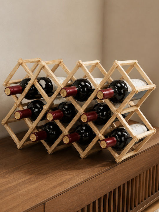 Tabletop Wooden Wine Rack for 10 Bottles Brown 45x31cm