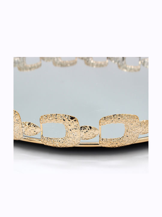 Keskor Decorative Metallic Round Tray with Mirror 36x36x5cm