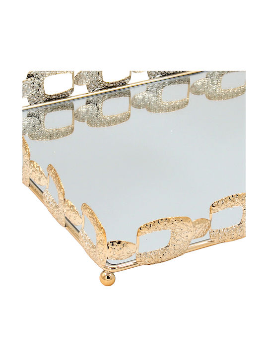 Keskor Decorative Metallic Tray with Mirror 37x27x5cm