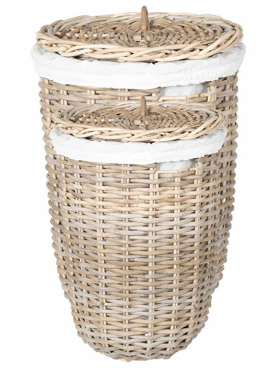 vidaXL Laundry Basket Wicker with Lid Gray
