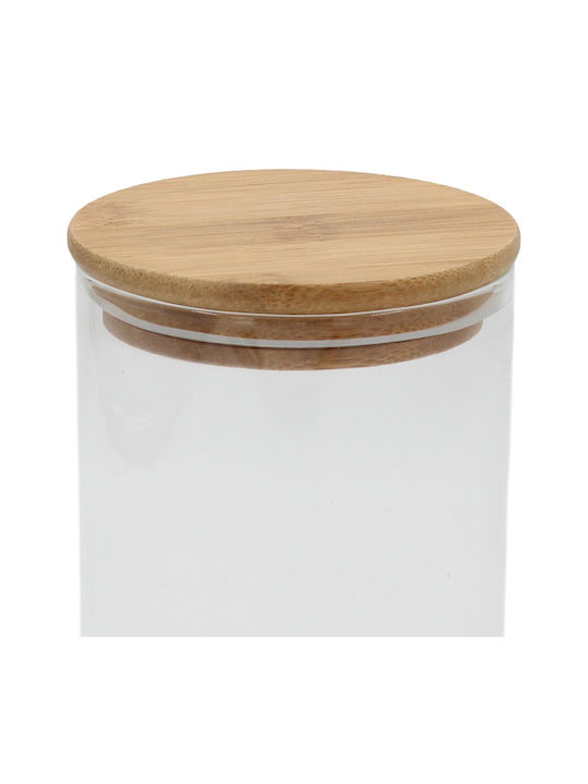 Glass Storage Jar 700 Ml Φ8,5x15,5 Cm Wooden Lid Keskor 62575