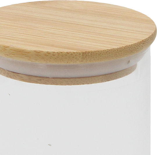Glass Storage Jar 250 Ml Φ6,5x10 Cm Wooden Lid Keskor 62577