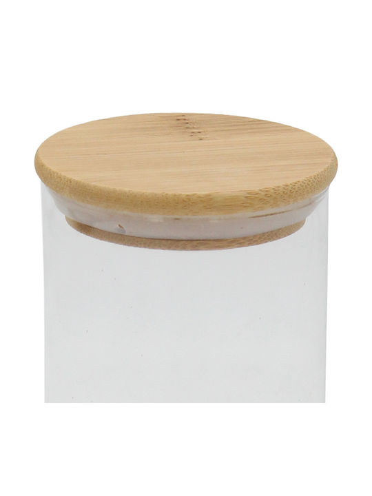 Glass Storage Jar 300 Ml Φ6,5x12,5 Cm Wooden Lid Keskor 62578
