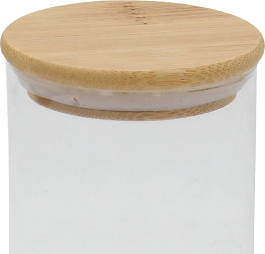 Glass Storage Jar 300 Ml Φ6,5x12,5 Cm Wooden Lid Keskor 62578