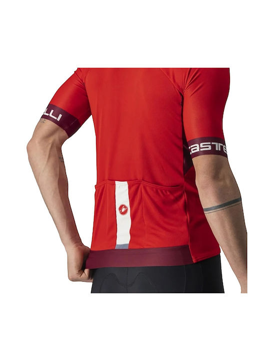 Castelli Tricou De Ciclism Pentru Bărbați Cu Mâneci Scurte Roșu