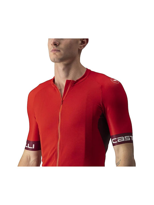 Castelli Tricou De Ciclism Pentru Bărbați Cu Mâneci Scurte Roșu