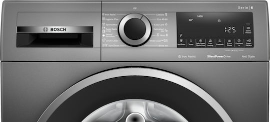 Bosch Mașină de Spălat Rufe 9kg cu Tehnologie cu Abur 1400 Rotiri Asistență Fier Inox WGG244ZREU