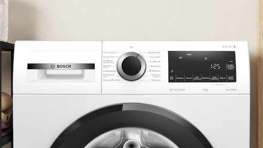 Bosch Πλυντήριο Ρούχων 9kg με Τεχνολογία Ατμού 1400 Στροφών Iron Assist WGG244ZWGR
