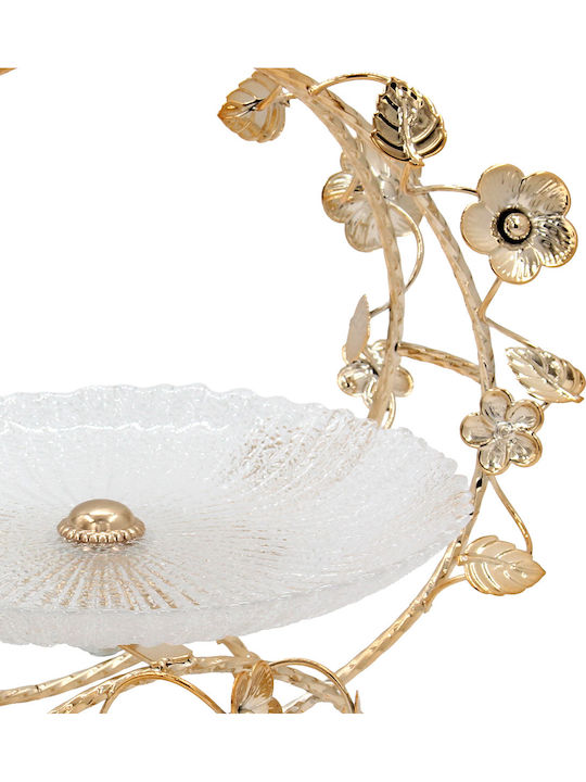 Keskor Glass Gold Cake Stand 28x21x22cm