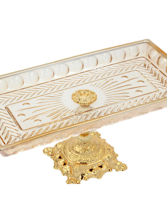 Keskor Glass Gold Cake Stand 28x14x12cm