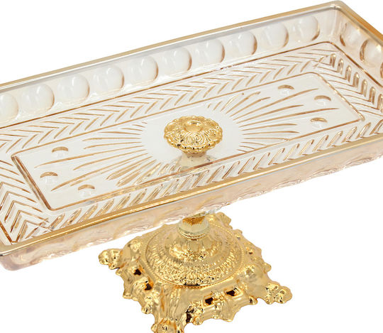 Keskor Τουρτιέρα Γυάλινη Χρυσή 28x14x12εκ.