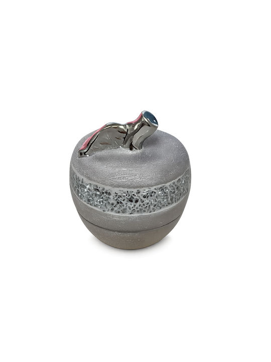 Fontaniera Keramik Hesperides Silber Apfel mit Deckel 14x15cm