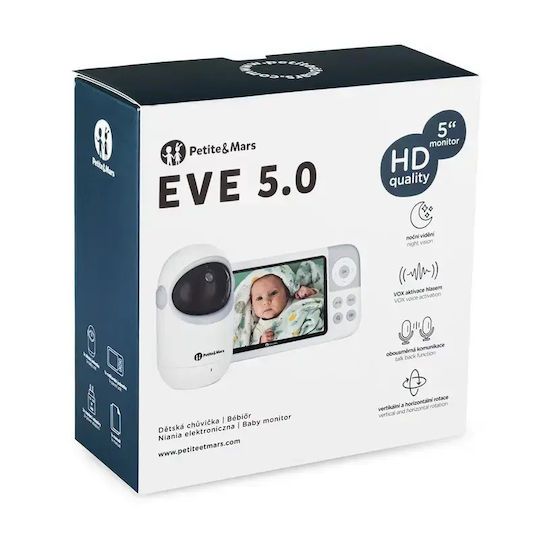 Petite & Mars Eve 5.0 Monitor pentru bebeluși Fără fir cu Audio bidirecțională și Cântece de leagăn și melodii Petite & Mars Eve 5.0 Monitor pentru bebeluși Fără fir cu Audio bidirecțională și Cântece de leagăn și melodii