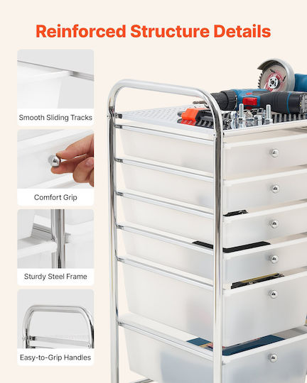 Vevor Metallic Grey Kitchen Trolley